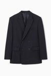 Cos Double-breasted Wool Blazer - Relaxed In Blue
