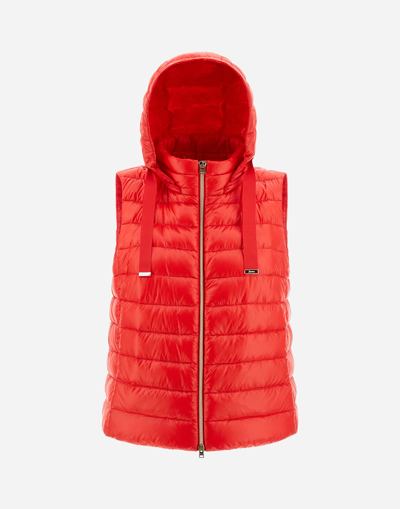 Herno Sleeveless Jacket In Nylon Ultralight In Light Red