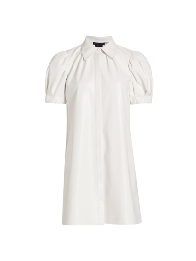 Alice And Olivia Women's Jem Faux Leather Shirtdress In Off White