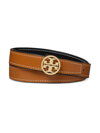 Tory Burch Women's Miller Smooth Reversible Leather Belt In Black Whiskey Gold