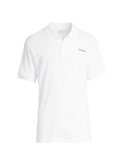 Alexander Mcqueen Logo-embroidered Cotton Polo Shirt In Optical White