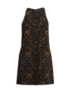 Theory Printed Crepe Sleeveless Shift Dress In Dark Brown Multi