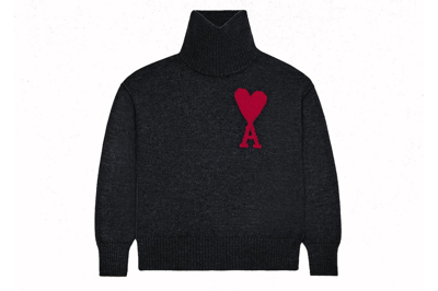 Pre-owned Ami Alexandre Mattiussi Ami Paris Red Ami De Coeur Sweater Black/red