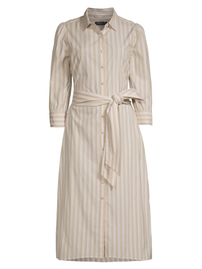 Vineyard Vines Women's Striped Cotton-blend Tie-waist Shirtdress In Compo Stripe Sand