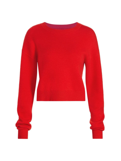 Derek Lam 10 Crosby William Merino Wool Cashmere Crewneck Sweater In Tomato