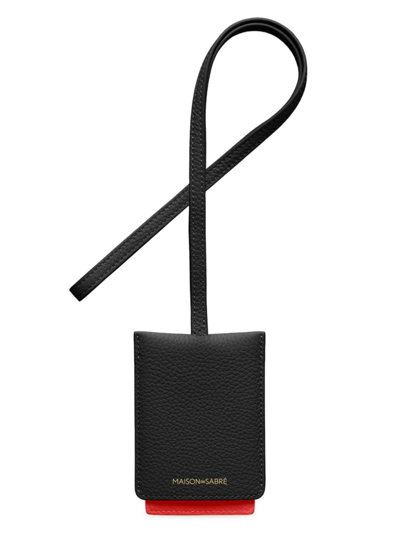 Maison De Sabre Men's Leather Id Lanyard Holder In Rouge Noir