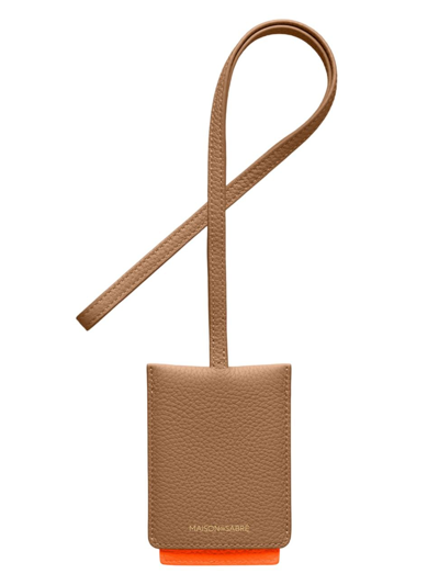 Maison De Sabre Men's Leather Id Lanyard Holder In Manhattan Sandstone