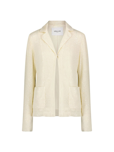Callas Milano Notched-lapel Sequin Jacket In White