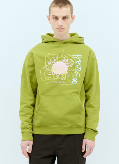Brain Dead Playing With Fire Hoodie In Green