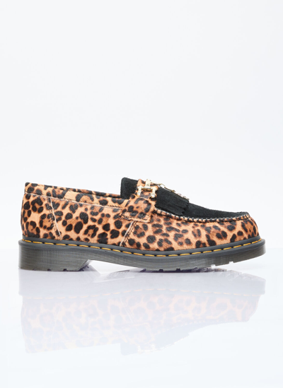 Dr. Martens Adrian Bone Snaffle Hair-on Leopard Loafers In Brown