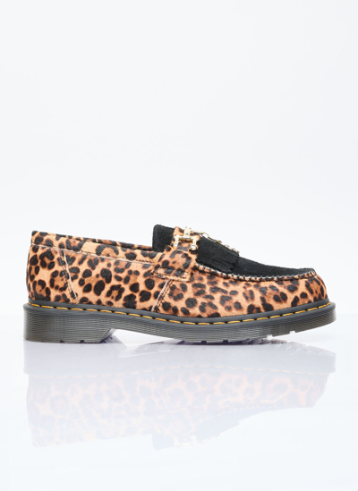 Dr. Martens' Adrian Bone Snaffle Hair-on Leopard Loafers In Brown