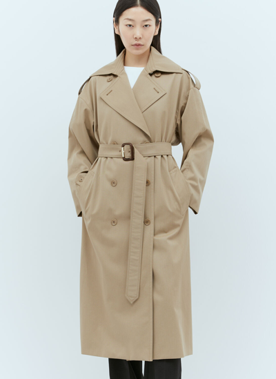 Max Mara Double-breasted Trench Coat In Beige