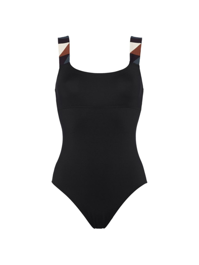 Eres Tempo Graphic-strap Swimsuit In Noir