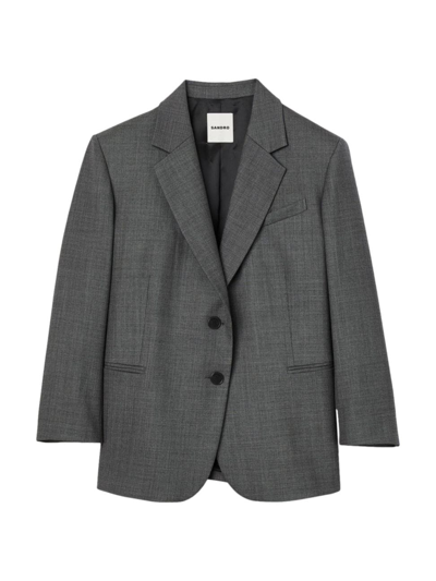 Sandro Women's Oversized Suit Blazer In Charcoal Grey