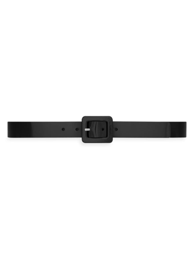 Saint Laurent Women's Square Buckle Belt In Shiny Leather In Black