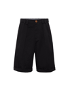 Brunello Cucinelli Men's Bermuda Shorts In Twisted Cotton Gabardine In Black