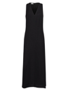Brunello Cucinelli Women's Viscose And Linen Fluid Twill Dress With Monili In Black  