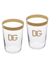 Dolce & Gabbana Dg Logo 2-piece Soft Drinks Glass Set In Transparent Gold