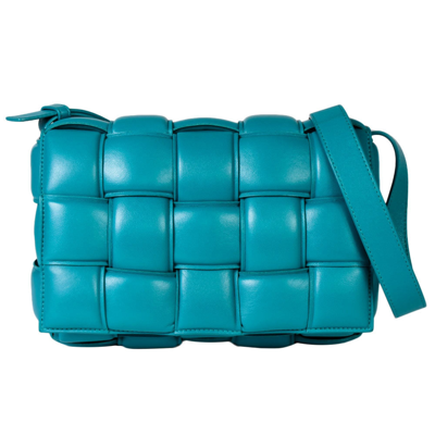 Bottega Veneta Cassette Turquoise Leather Shoulder Bag ()