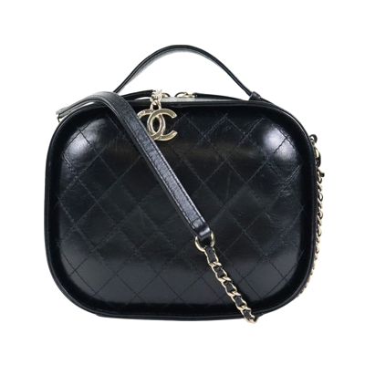 Pre-owned Chanel Vanity Black Leather Shopper Bag ()