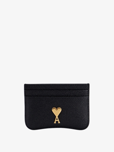 Ami Alexandre Mattiussi Logo-plaque Leather Card Holder In Black