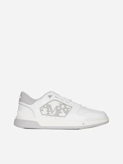 Amiri Men's Logo Leather Classic Low-top Trainers In White,grey