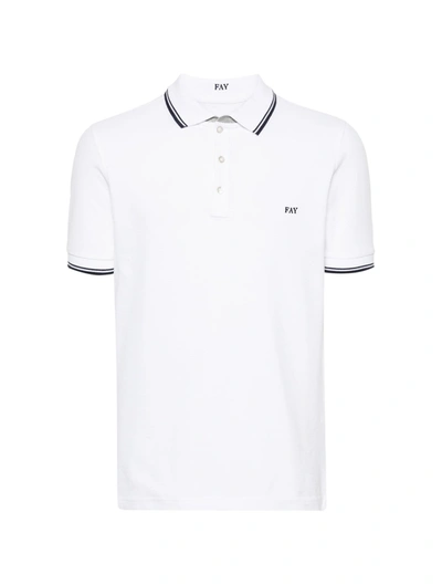 Fay Archive Embroidered-logo Polo Shirt In White