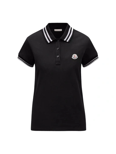 Moncler Polo Shirt With Logo In Black