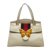 GUCCI GUCCI BUTTERFLY WHITE LEATHER TOTE BAG (PRE-OWNED)