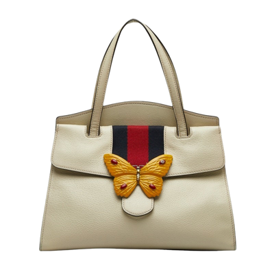 Gucci Butterfly White Leather Tote Bag ()