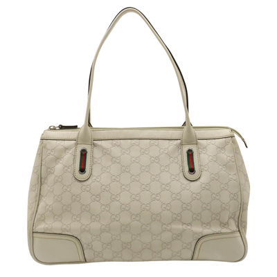 Gucci Sherry White Leather Tote Bag ()
