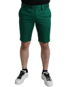 DOLCE & GABBANA DEEP GREEN COTTON STRETCH MEN BERMUDA SHORTS