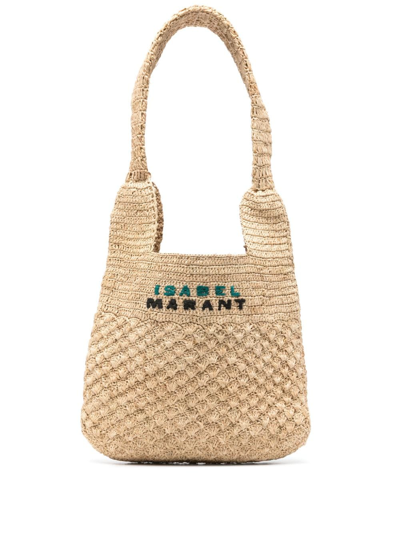 Isabel Marant Praia Small Straw Shoulder Bag In Beige