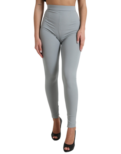 Dolce & Gabbana Gray Nylon Slim Trouser Pants In Grey