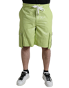 DOLCE & GABBANA LIGHT GREEN COTTON MEN CARGO BERMUDA SHORTS