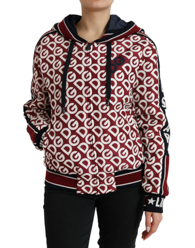 Dolce & Gabbana Multicolor Dg Mania Hooded Bomber Jacket In Red