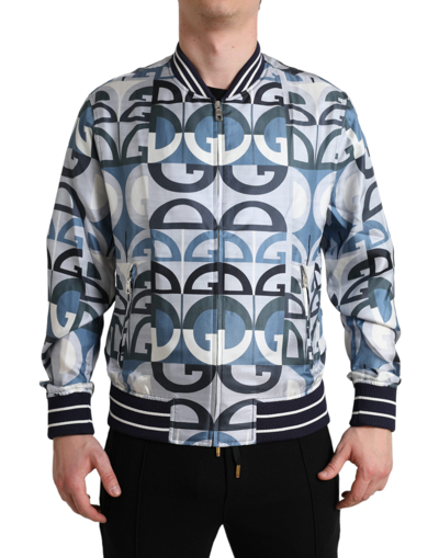 DOLCE & GABBANA MULTICOLOR LOGO PRINT BOMBER BLOUSON JACKET