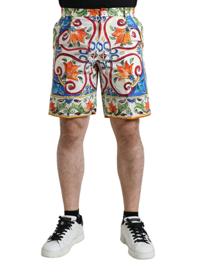 Dolce & Gabbana Multicolor Majolica Print Men Bermuda Shorts