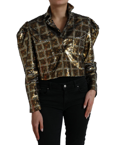 DOLCE & GABBANA MULTICOLOR POLYESTER SEQUINED CROPPED JACKET