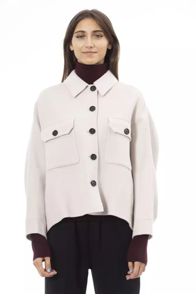 Alpha Studio White Wool Blazer Jacket In Neutral