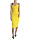 DOLCE & GABBANA YELLOW POLYESTER SLEEVELESS BODYCON MIDI DRESS