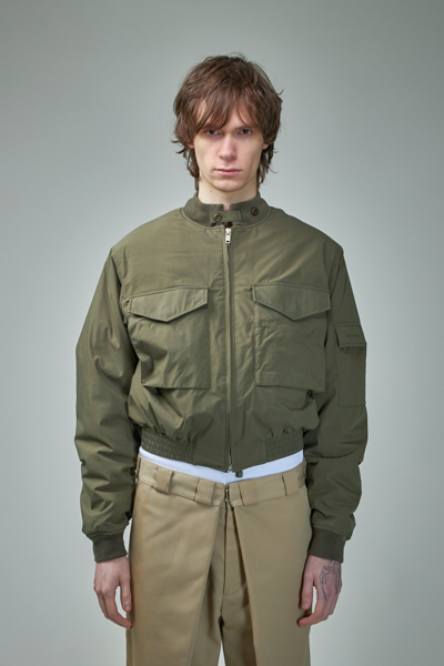 Givenchy Cropped Military Bomber In Green