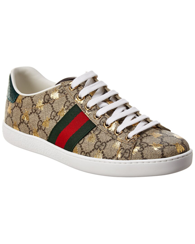 Gucci Ace Gg Supreme Bee-print Monogrammed Sneakers In Green