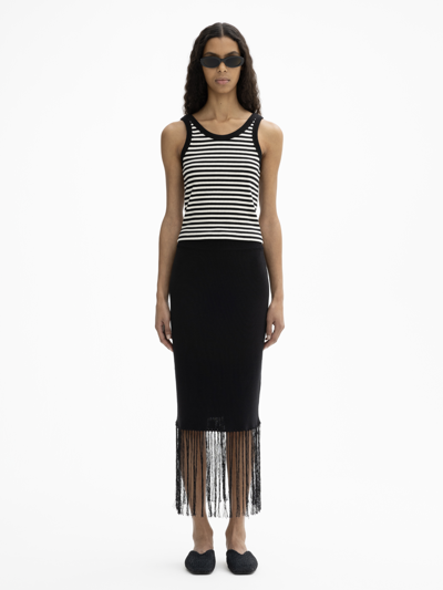 House Of Dagmar Ribbed Tank Top In Black White