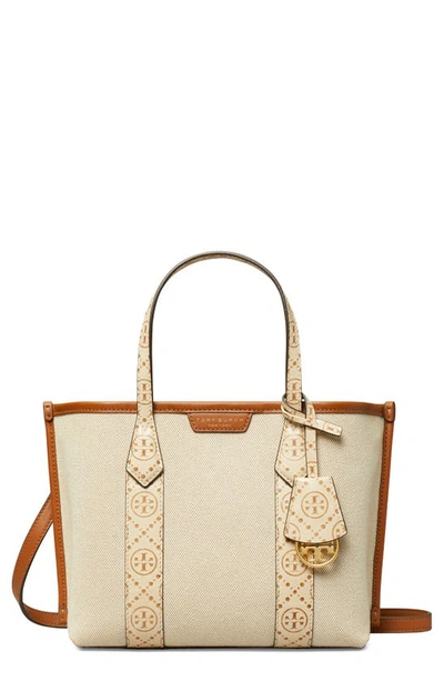 Tory Burch Small Perry Triple Compartment Canvas Tote In New Cream