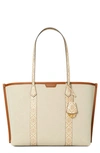Tory Burch Small Perry Canvas Tote Bag In New Cream