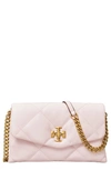 Tory Burch Kira Diamond Quilted Leather Chain Wallet In Rose Salt