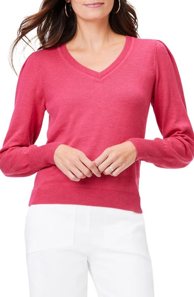 Nic + Zoe Nic+zoe Femme Sleeve Slub Sweater In Bright Rose