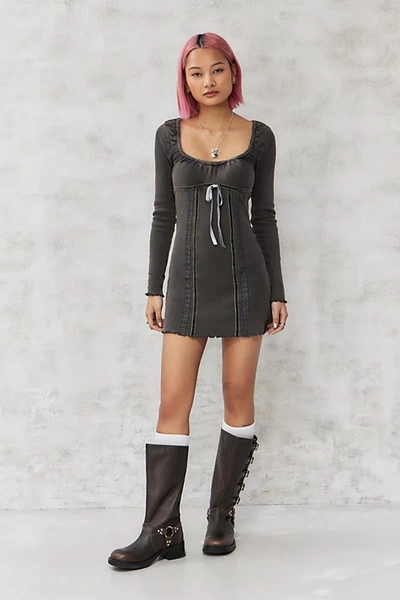 Bdg Noori Ribbon Mini Dress In Grey At Urban Outfitters