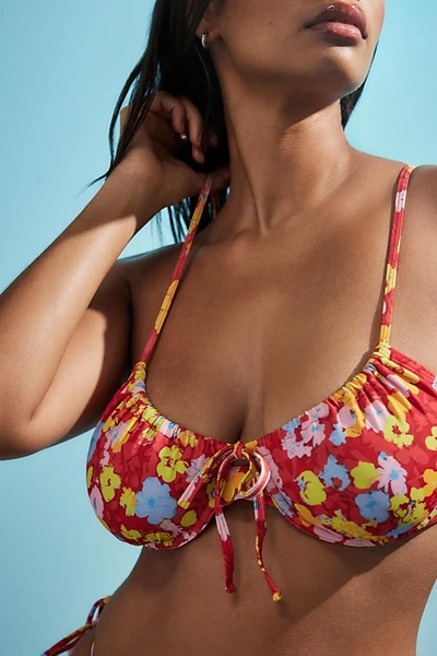 Out From Under Red Floral Underwire Bikini Top In Red, Women's At Urban Outfitters